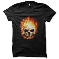 t-shirt skull in flames black sublimation
