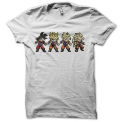 Son Goku evolution pixel art white sublimation t-shirt
