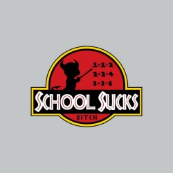 School sucks bitch parody Jurassik Park t-shirt gray sublimation
