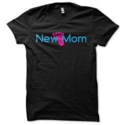 New Mom baby footprint t-shirt black sublimation