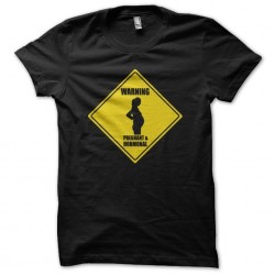 Warning Pregnant & Hormonal road sign black sublimation t-shirt