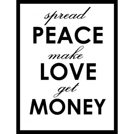 Peace love money black sublimation t-shirt