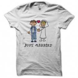 Just married kid cartoon white sublimation t-shirt