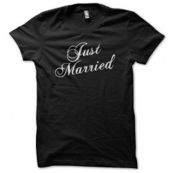 Just Married Black Sublimation Tee Shirt