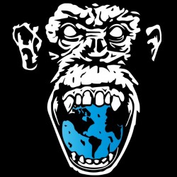 angry monkey t-shirt blue on black sublimation