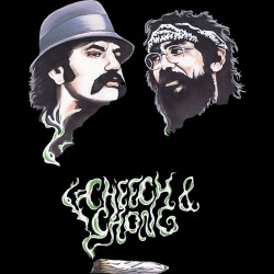 very rare tee shirt cheech and chong the famous smoking grass in black sublimation