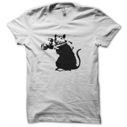 T-shirt rat camera banksy white sublimation