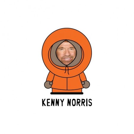 South Park parody Kenny Chuck Norris white sublimation t-shirt