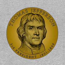 tee shirt Presidential Jefferson medal gray sublimation