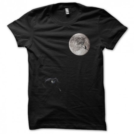 T-shirt cat on the moon black sublimation