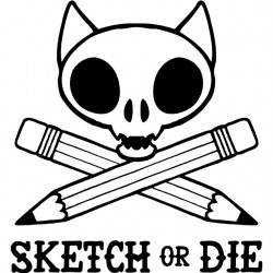 tee shirt sketch or die skull cat  sublimation