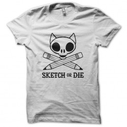 tee shirt sketch gold die skull white cat sublimation