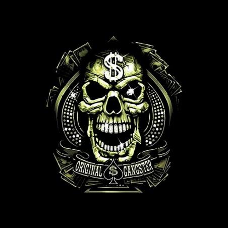 tee shirt original gangster skull black sublimation