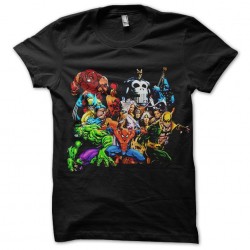 super heros t-shirt marvel comics black sublimation