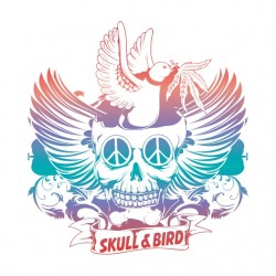 tee shirt skull & bird...