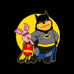 t-shirt winnie the Pooh play batman black sublimation